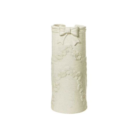 L'ARTE DI NACCHI Portabicchieri ceramica bianco con fiocco Ø9 H22 cm TL-34