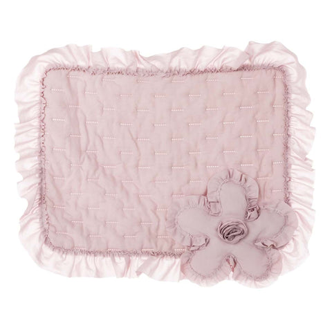 BLANC MARICLO' Set of 2 pink placemats with flower embroidery 45x35 cm