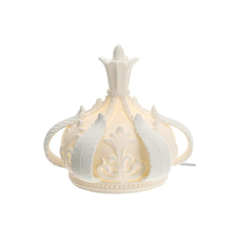 HERVIT Corona avec lampe de décoration lumineuse LED porcelaine blanche 26x25 cm