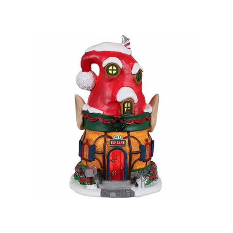 LEMAX Maison de lutin de Noël avec lumières "ELF LANE" Construisez votre propre village de Noël 9,3x9xh15,1 cm