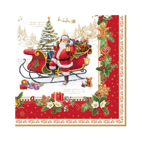 EASY LIFE Lot de 20 serviettes jetables SOUVENIRS DE NOËL rouges 33x33 cm