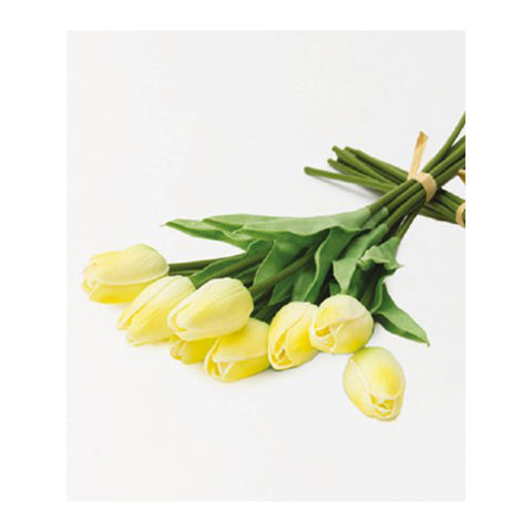Hervit Bunch of 10 yellow artificial tulips H35 cm