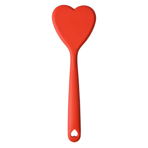 Clayre &amp; Eef Spatula with Heart in Shabby red Silicone 28x9 cm