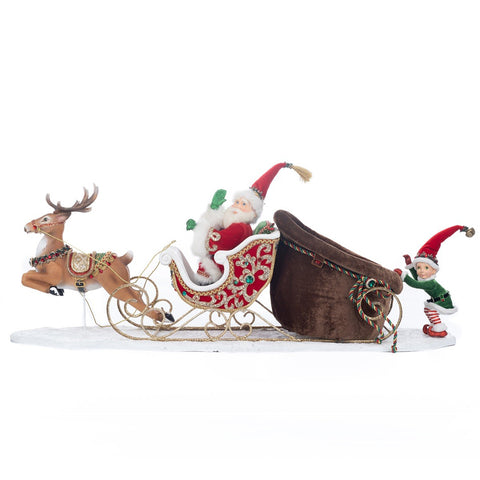 GOODWILL Décoration de Noël Père Noël en traîneau avec rennes et lutin