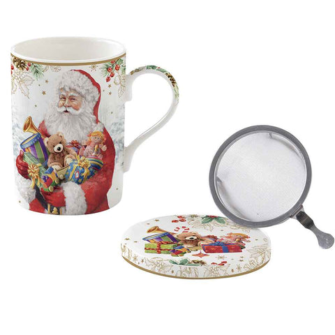 Easy Life Tazza Mug in porcellana con infusore "Santa is Coming" 350 ml