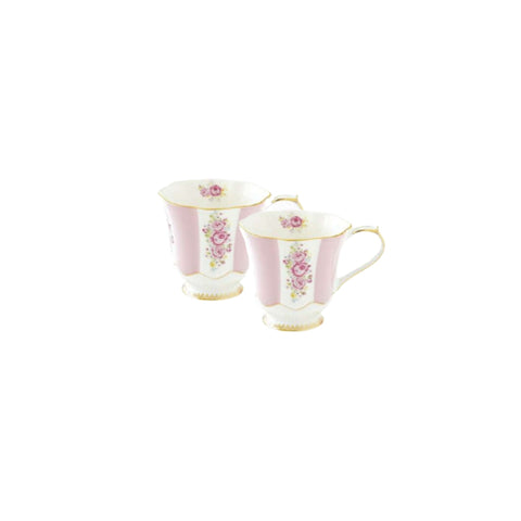 EASY LIFE Set 2 mugs in color box HERITAGE BLUE pink with flowers 275 ml