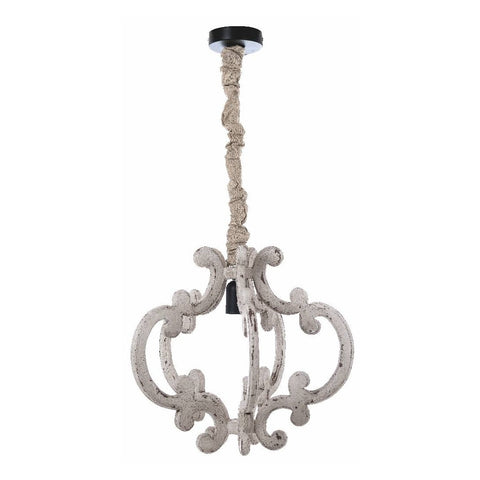 BLANC MARICLO' Chandelier for living room 3 lights in decapé effect wood 38x38xh30 cm