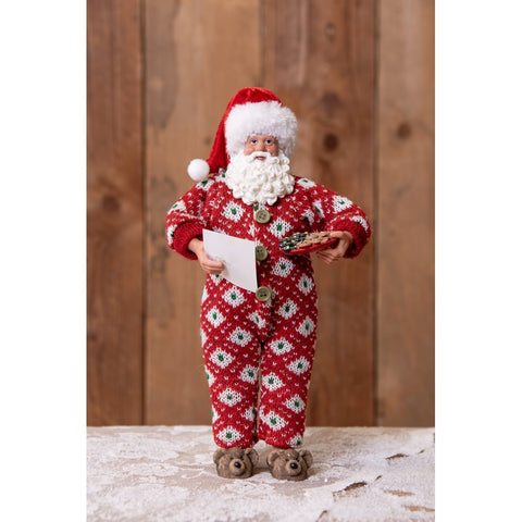 Clayre &amp; Eef Santa Claus in pajamas with flyer 16x8x28 cm