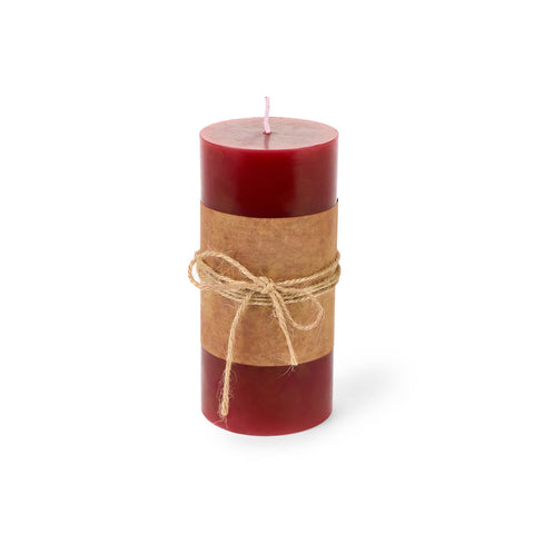 FABRIC CLOUDS Cylindrical decorative candle in red wax Ø7x14 cm