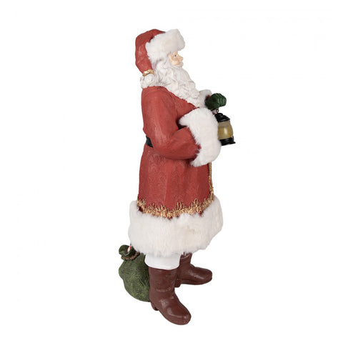 Clayre &amp; Eef Père Noël avec lanterne LED en polyrésine 21x18xh45 cm