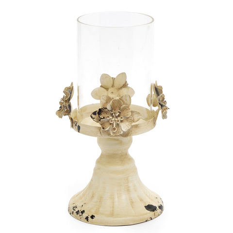 FABRIC CLOUDS Metal candle holder with ivory support 8x18,5 cm