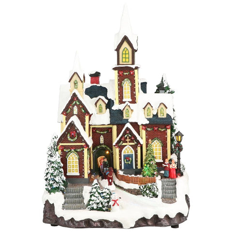 TIMSTOR Build your Christmas village Animated church in the mountains 30x26x45