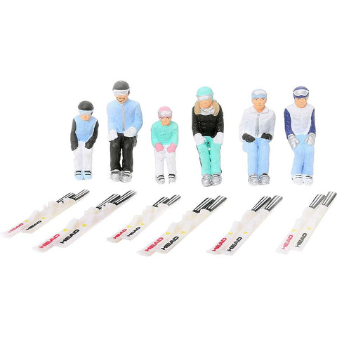 Jaegerndorfer Set 6 seated characters with skis Christmas miniatures 54200