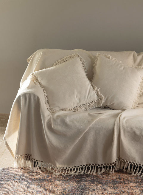 L'ATELIER 17 Shabby Chic "Passepartout" couvre-lit en coton, housse de canapé 260x260 cm 3 variantes