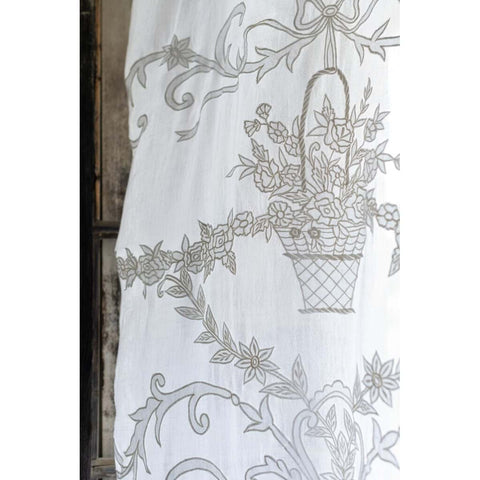 Blanc Mariclò Set due tende in misto lino "Dentelle" Shabby 140x290 cm