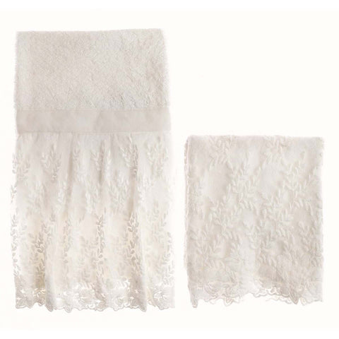 Blanc Mariclò Set 2 asciugamani da bagno e Ospite in spugna di cotone "Ingres"