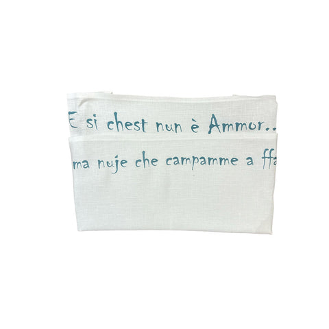 FIORI DI LENA Set 2 tovagliette in cotone con scritta in dialetto e sacro cuore stampato rosa con scatola H 50x31 cm