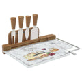 Easy Life Tagliere formaggi in vetro con filo e 4 coltelli "Les Fromages" - Angelica Home Stabia