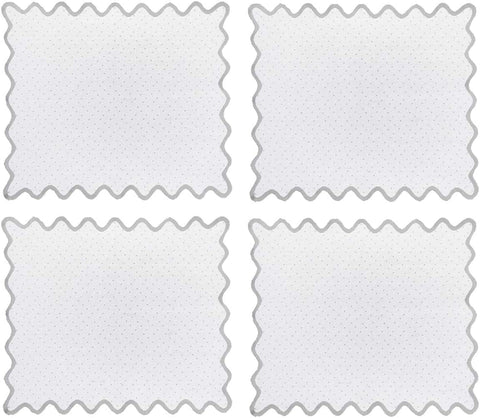 BLANC MARICLO' Set 4 placemats sheer transparent white doilies 35x48 cm