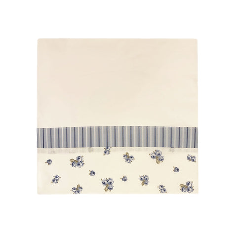 PEARL WHITE Parure de lit double en pur coton blanc et bleu pâle 250x290 cm