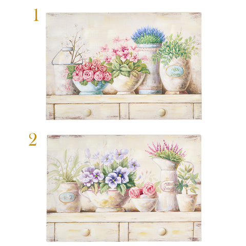 NUVOLE DI STOFFA Quadro da parete rettangolare soggiorno con fiori colorati in legno vintage, Shabby Chic Regole 2 varianti