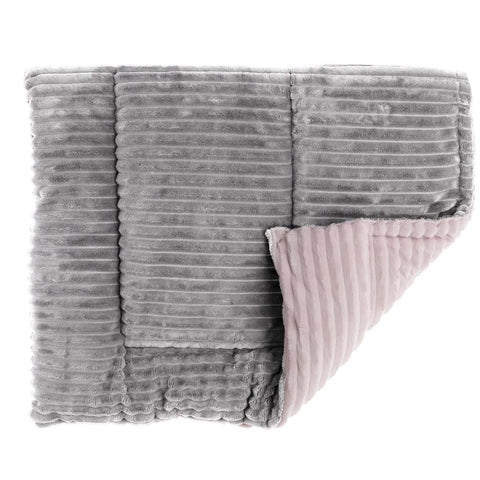 BLANC MARICLO' Reversible plaid blanket 2 dove gray and beige squares 200x240 cm