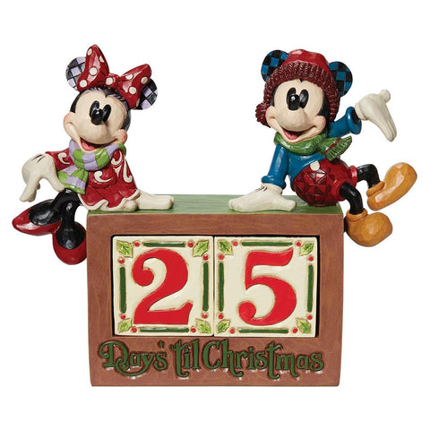 Enesco Statuina natalizia Topolino e Minnie countdown in resina Jim Shore