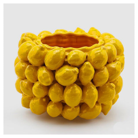 Edg - Enzo de Gasperi Ceramic vase with lemons "Chakra" D31xH22 cm