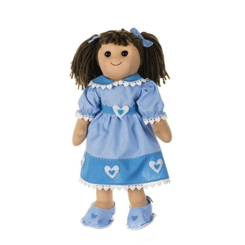 MY DOLL Bambola Emilia con vestitino celeste bambola di stoffa cotone H42 cm