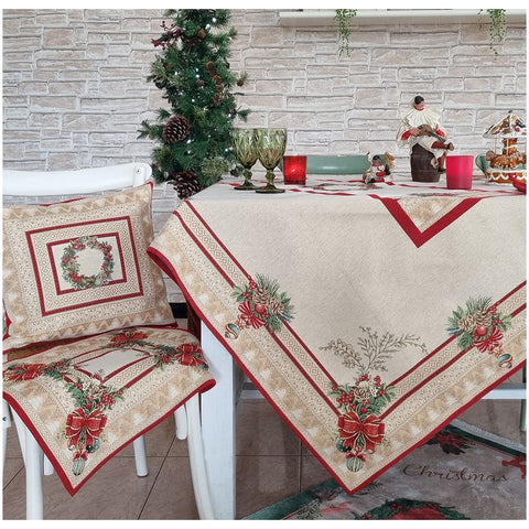 L'Atelier 17 Lurex Christmas tablecloth "Gobelin" 140x180 cm 4 variants (1pc)