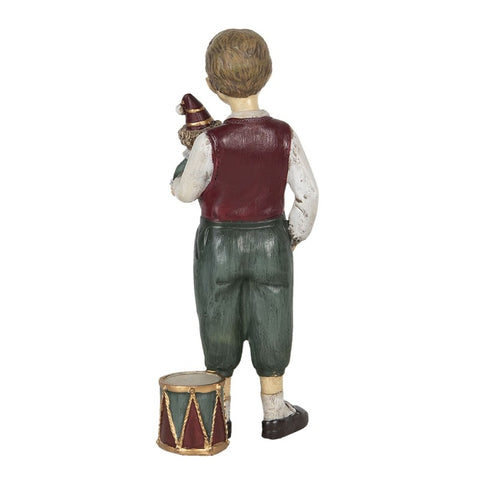 CLAYRE E EEF Decorazione statuina bambino con clown rosso effetto vintage 9x7x21