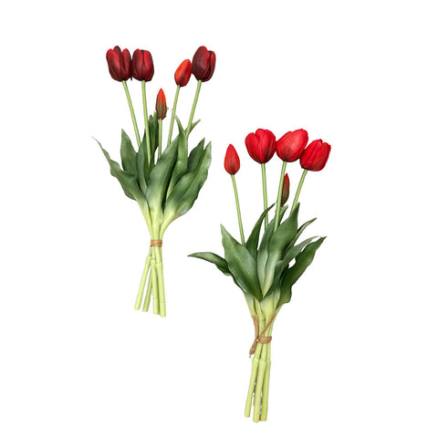 EDG Enzo de Gasperi Gummy tulipe fleur artificielle pour décoration extérieure, bouquet 5 fausses tulipes rouges 2 variantes