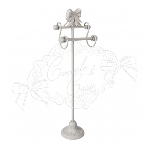 Cuddles at home Shabby pickled white wrought iron floor roll holder