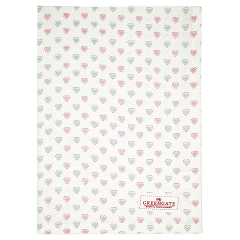 GREENGATE Tea towel in cotton PENNY tea towel with hearts 50x70cm COTTEAPNY0112