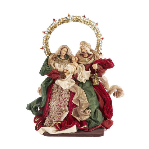 GOODWILL Nativité Sainte Famille sur socle Décoration de Noël résine et tissu H34cm