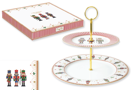 EASY LIFE Christmas double-tier cake stand in porcelain, gift box