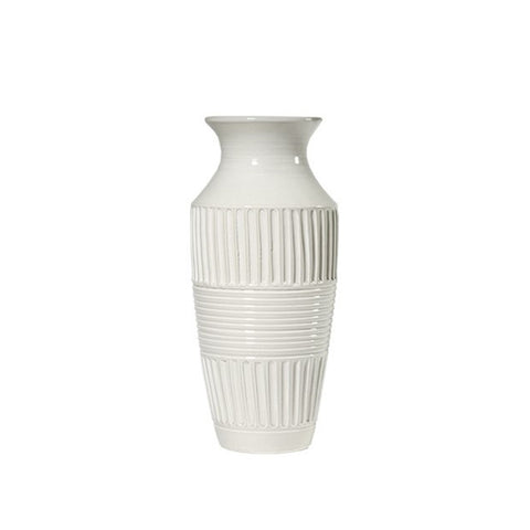 VIRGINIA CASA Narrow grooved indoor ceramic vase, 100% made in Italy, classic vintage 22xH36 cm 2 variants (1pc)