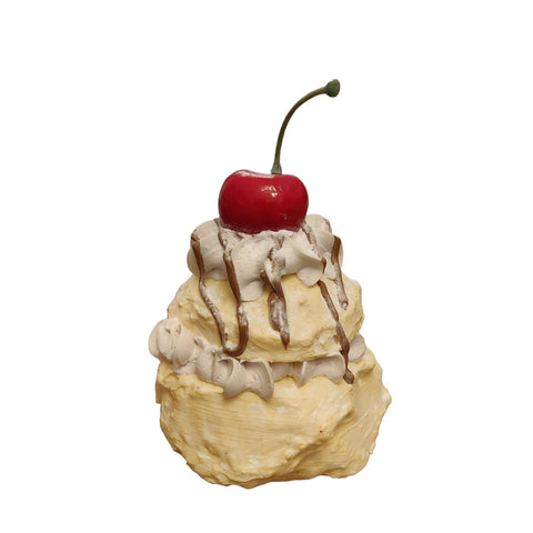I DOLCI DI NAMI Artificial decorative puff with white cream and cherry Ø8xh10 cm