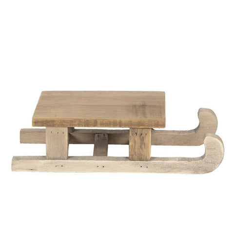 CLAYRE E EEF Decorazione Addobbo Slitta in legno marrone 25x12x6 cm