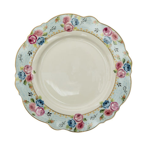 Clayre &amp; Eef Large floral ceramic serving plate D28x2 cm