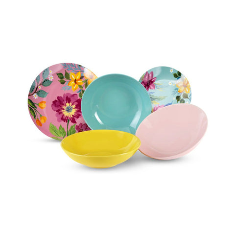 Fade Set 18 service plates for 6 people in "Boho" floral porcelain, Glamour