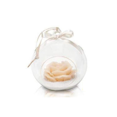 CERERIA PARMA Sphere to hang with ivory rose candle Ø10 H11,5 cm