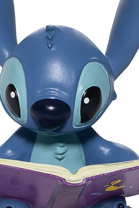 Figurine Disney Mini Stitch avec livre "Lilo &amp; Stitch" en résine 6x9xh6 cm