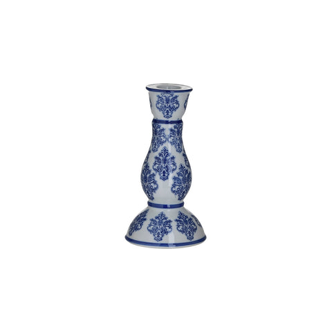 INART Portacandela ceramica blu bianco Ø10,5 H20 cm 3-70-830-0016