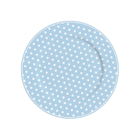 ISABELLE ROSE Light blue fine porcelain dessert plate with white polka dots Ø 19 cm