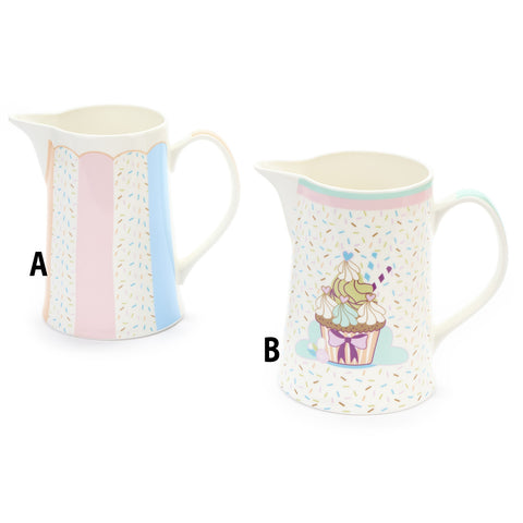 FABRIC CLOUDS Porcelain jug CUPCAKE pink 2 variants 1400 ml 13,5x17,5 cm