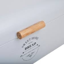 INART Boîte à pain Récipient rectangulaire en métal blanc ivoire 43x23x17 cm