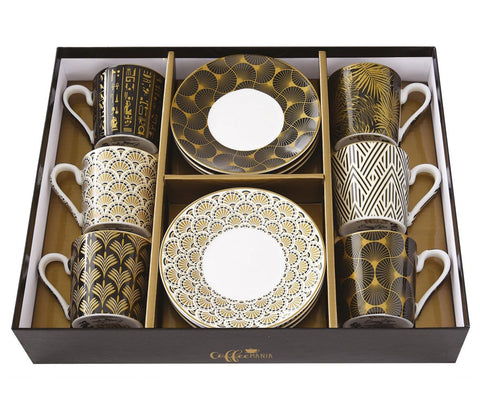 EASY LIFE Set of 6 coffee cups with saucers in porcelain 100 ml EGYP126