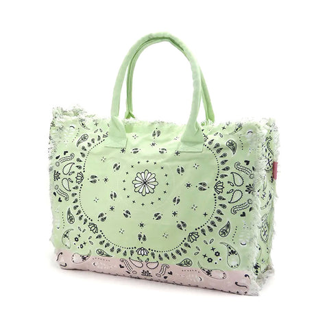 L'ATELIER 17 Beach bag with zip in cotton and "Boho" bandana 3 variants