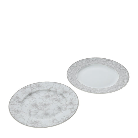 HERVIT Box Set 2 saucers in gift box gray porcelain wedding favor idea 19,5cm